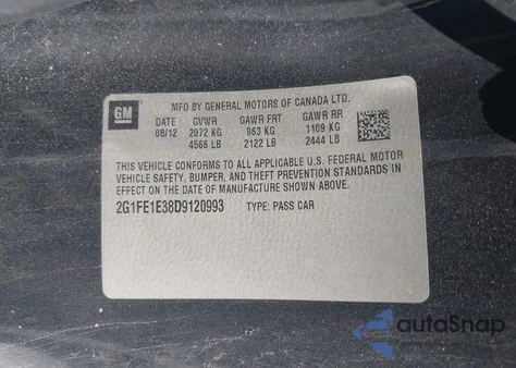 2013 Chevrolet Camaro 1Ls z USA, uszkodzony, nr VIN 2G1FE1E38D9120993